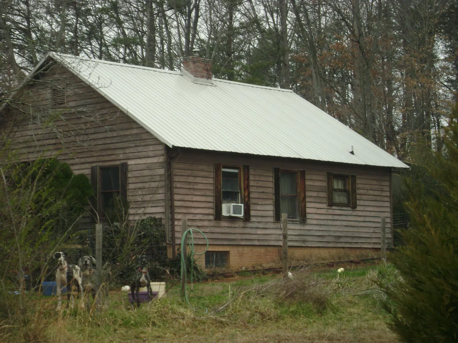 White metal roof on an old wood sided farmhouse, from a Asphalt Shingle Roof Repair job in West Salisbury